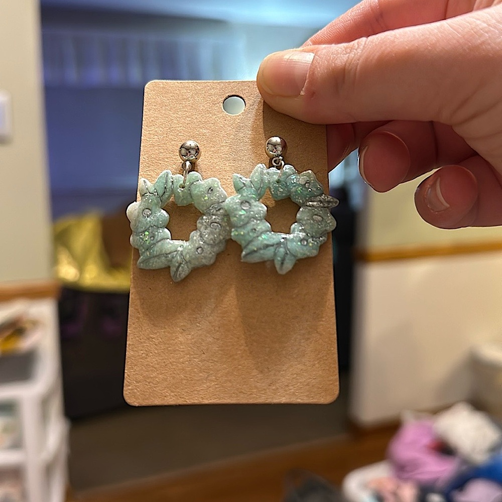 NEW Handmade Holiday Wreath Earrings